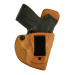 Natural Leather IWB Down Under Holster – front view – rough side out finish with clip