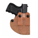 Natural Leather IWB Holster With Dual Snap Straps – front view showing dual belt straps, tension screw, and rough side out leather