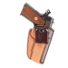 Natural Leather IWB Holster With Snap Loop front view showing molded leather body and formed sight channel