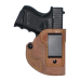Natural Leather Low Ride IWB Holster – clip side view showing steel reverse J clip and tension screw