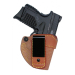 Natural Leather Tuckable IWB Holster With Combat Grip – clip side view showing reverse J steel clip and adjustable retention screw