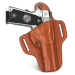 Premium Leather OWB Belt Holster for Full Size Pistol front view showing molded leather body and open top carry design.