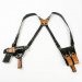 Premium Leather Double Shoulder Holster with X-Style Harness and Thumb Break