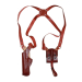 Brown Real Leather Vertical Shoulder Holster with Double Magazine Pouch