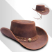 Vintage Tan Real Leather Cowboy Hat – Handmade Western Style
