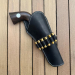 Western Leather Revolver Holster with Cartridge Loops – black holster with revolver – front product view