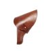 Leather revolver holster with closed flap in brown finish