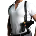 Black leather Miami Vice style shoulder holster with double magazine pouch for 1911