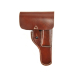 Spanish service pattern leather belt holster front view with full flap closure