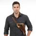 US M3 Victory revolver brown leather shoulder holster worn in vertical chest-carry position with .38 shell loops