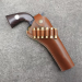 Vintage Western Leather Revolver Holster with Cartridge Loops – brown leather holster with revolver – angled front view