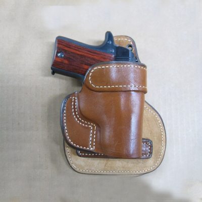 Leather OWB paddle concealment holster with molded fit and reinforced stitching