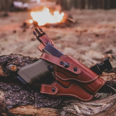 Brown Leather Adjustable Chest Rig Holster
