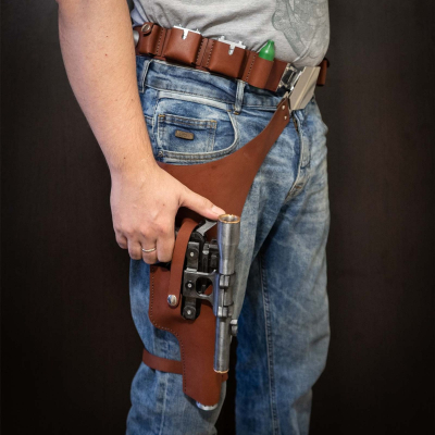 Brown Leather Belt Holster Set
