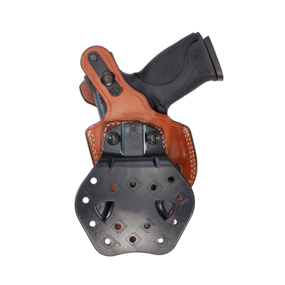 Brown Flat-Side Leather Paddle Holster with Thumb Break