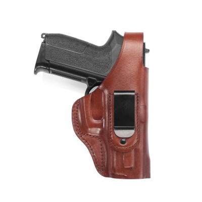 Brown Leather IWB Holster with Steel Thumb Break
