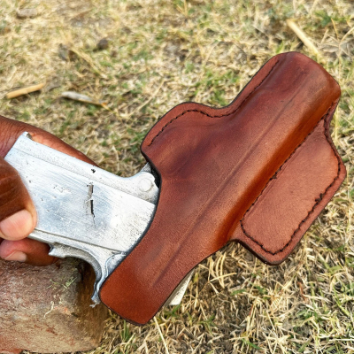 Brown IWB Leather Holster with Magazine Pouch