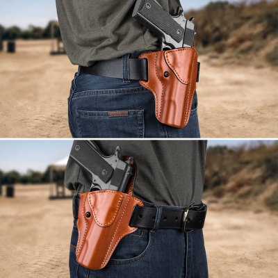 Leather OWB Belt Holster For Full Size Pistol