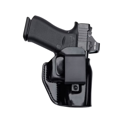 Tan Lined Leather IWB Holster With Polymer Clip