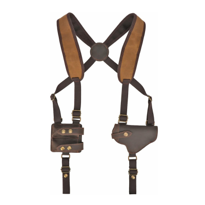 Tourbon Canvas & Brown Leather Horizontal Shoulder Holster System