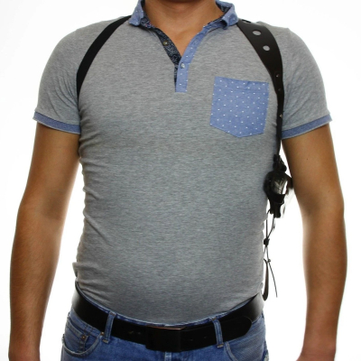 Black Leather Shoulder Holster Rig for Walther PPK / PPK-S