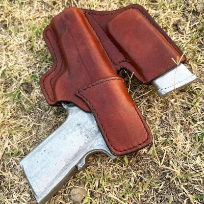 Brown IWB Leather Holster with Mag Pouch