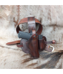 1911 Drop Thigh Leather Holster with Extra Magazine Pouch