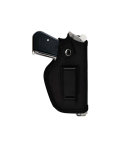 Universal nylon pistol holster with metal belt clip, ambidextrous IWB/OWB carry