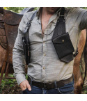 Adjustable Leather Chest Harness for Men – Handmade Festival Harness with Dual Pockets & Tactical Shoulder Holsters 