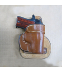 Leather OWB paddle concealment holster with molded fit and reinforced stitching