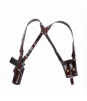 BH4D Vertical Double Shoulder Rig shoulder holster system with dual vertical leather holsters and adjustable shoulder harness