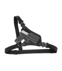 Black hybrid Kydex and nylon chest holster side profile with adjustable harness