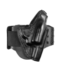 Black Leather BootLock Ankle Holster front view showing boot lace strap and molded holster body