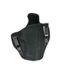 Black Leather Dual Carry Holster – front angle view – OWB belt slot configuration