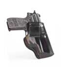 Black Leather Front Carry IWB Holster front view showing low ride profile and molded leather body