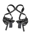 Black Leather Horizontal Shoulder Holster – Double Mag & Thumb-Break