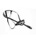 Black leather horizontal shoulder holster with adjustable shoulder and waist straps
