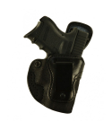 Black Leather IWB Concealment Holster – front view – molded profile with steel clip