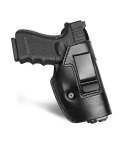 Black Leather IWB Holster – full grain leather concealed carry holster with steel belt clip