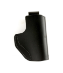 Black Leather IWB Holster With Clip – front profile view – minimalist soft leather design