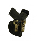 Black Leather IWB Holster With Dual Python Straps – side view showing dual snap belt loops and reinforced mouth