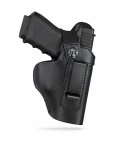 Black Leather IWB Holster With Strap Retention – genuine leather concealed carry holster with snap
