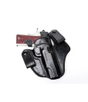 Black leather IWB snap loops holster worn inside the waistband