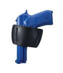 Black Leather IWB Tim Schmidt Signature Holster – front view – contrasting trim and stitched detail