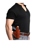 Black Premium Leather Shoulder And Belt Holster With Double Mag Pouch