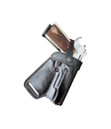 Black Leather Small of Back Holster With Retention Strap