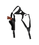 Black Leather Vertical Shoulder Holster for Revolvers – Webbing Harness