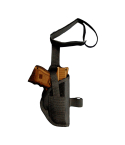 Black nylon ankle holster for compact pistol with adjustable calf strap