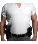 Black Premium Leather Shoulder And Belt Holster With Double Mag Pouch