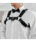 Black Bulldog Leather Chest Harness – Genuine Leather Power Strap for Men 